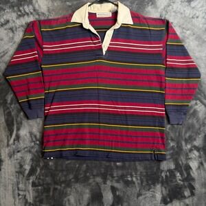 Vintage Westbound Polo Rugby Long Sleeve Striped Collard Medium